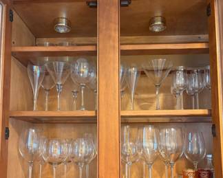 Glassware including martini, wine and sherry