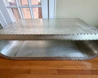silver metal funky coffee table or TV stand