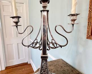 antique silver plate candelabra 24”H