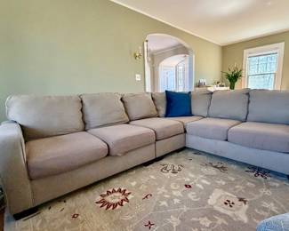 Oversized Fabric beige sectional couch 114” w x 86” L