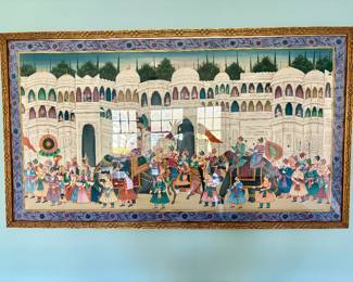 Mughal painting with gilded frame 57”w x 33”H