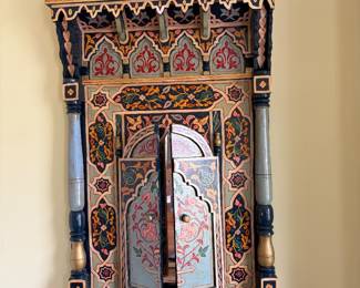 Moroccan painted wood mirror 24”w x 48” H