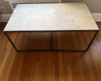 Travertine and metal coffee table 45” x 25”