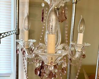 Schonbek pink and clear crystal chandelier
