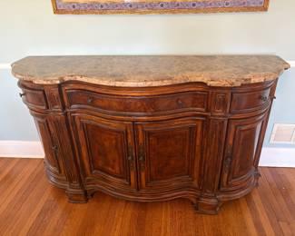 Serpentine Solid Wood with marble top sideboard 73”w x 41”H