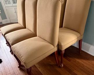 6 x gold fabric dining chairs