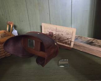 antique  steroscope with pictures
