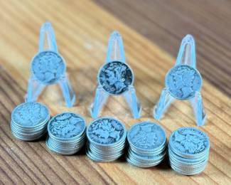 90% SILVER MERCURY DIMES, $5.00 FACE VALUE