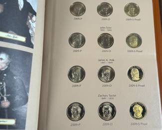 The 2007–2011 Presidential Dollar PDS set consists of 60+ copper-nickel manganese brass coins, featuring four new presidents annually from Washington to Garfield, with P (Philadelphia), D (Denver), and S (San Francisco/Proof) mint marks. Appears to be only missing one (1) coin.