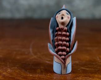 This lot features an original sculpture, signed by New Mexico artist Jemez and measures, 4.5” H.