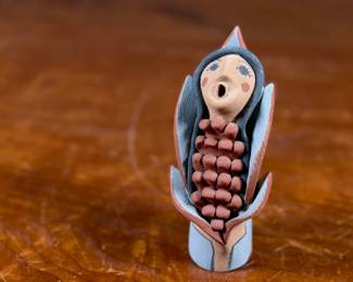 This lot features an original sculpture, signed by New Mexico artist Jemez and measures, 4.5” H.