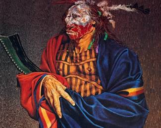 “Mohtawas”, a signed print by listed artist, Paul Pletka. Professionally framed and measures in frame, 31” H x 24” W.