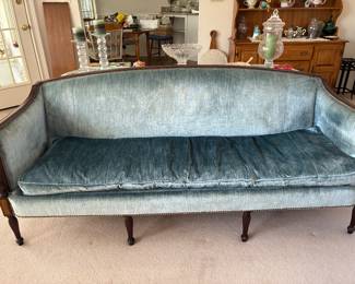 1 240.00 Blue velvet setee Federal style 1950's 77Wx28Dx31H