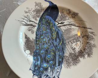 52 $80 set of 8 Carl Dodsley 12.5" set of 8 dinner plates the Peacock Garden