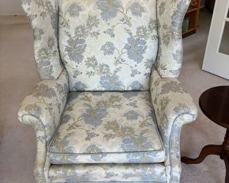 2 90.00 Paster blue floral wing back chair