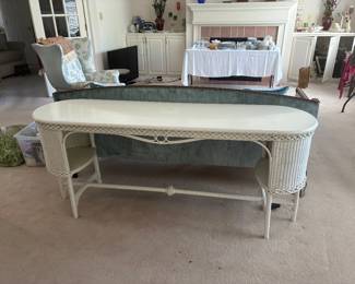 3 200.00 Antique wicker long table 71Wx18Dx29H