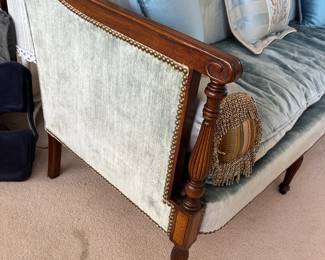 1 240.00 Blue velvet setee Federal style 1950's 77Wx28Dx31H