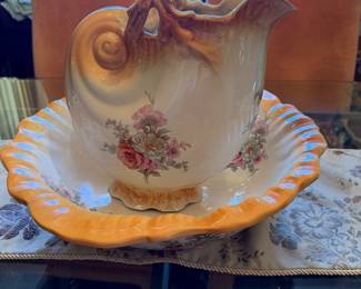 Ironstone wash basin and pitcher