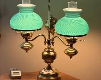 Vintage double student brass lamp