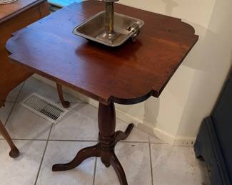Cherry tilt top candle stand Old