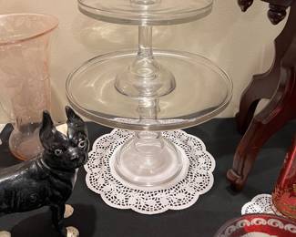Clear glass cake stands
