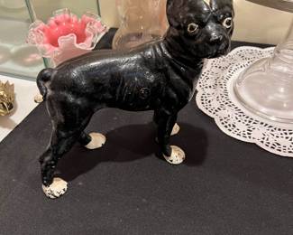 Cast iron bull dog door stop