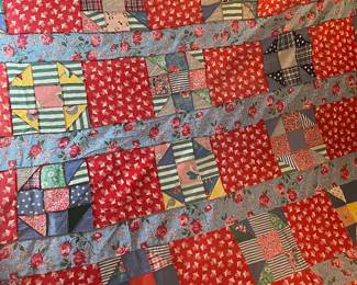 Old feedsack quilt top