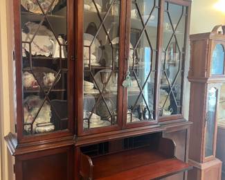 Large cherry break front w desk