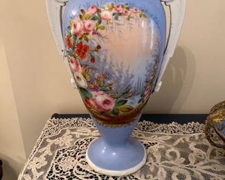 Pair large hand painted Urns or vases
