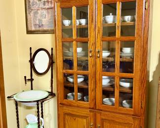 China cabinets, China table setting, and wash basin