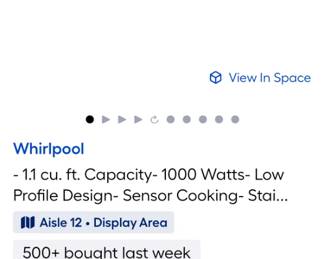 Whirlpool 1000w Low Profile Desiner Microwave (NEW)