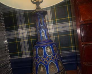 PAIR of GORGEOUS cut to clear Bohemian Glass Lamps