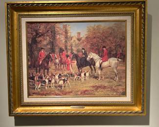 Heywood Hardy hand finished oil over print "The Meet"