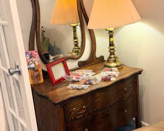 antique dresser with hanging mirror