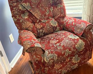 beautiful red floral recliner/rocker