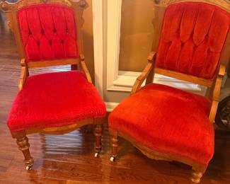 Red Tufted Chairs