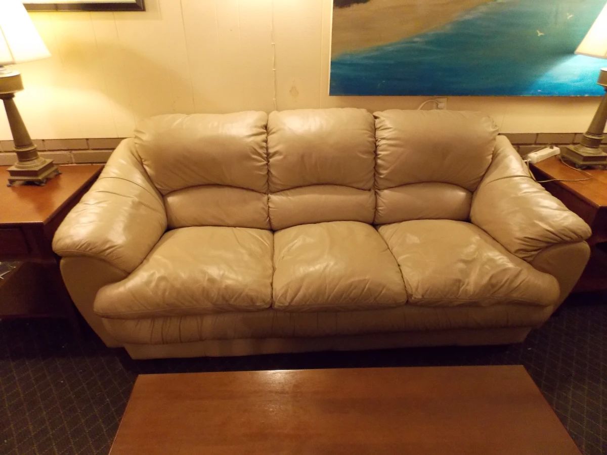 Just in tan leather sofa