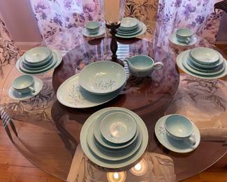 Blue Wheat Dish Set with Serving Pieces