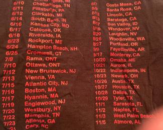 Huey Lewis & The News shirt with tour schedule