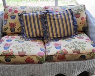 Wicker Loveseat with Pillows