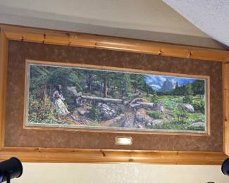 Framed Bev Doolittle artwork.
