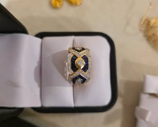 Gold, enamel & diamond ring