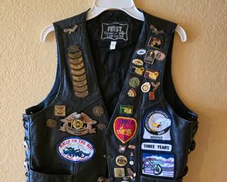 Black Leather Biker Vest