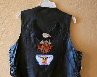 Black leather Biker Vest (back)