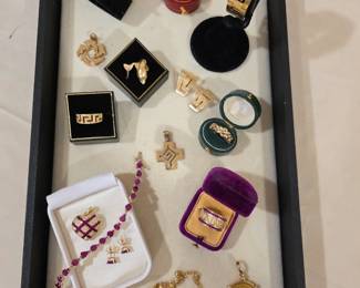 Gold & Ruby bracelet, pendant & earrings; Atocha Shipwreck Gold Pendant; Gold Greek Key pieces; Gold dolphin pieces;