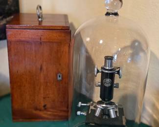 1900's Microscope with Dome and Original Carry Case. 