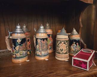 Vintage lidded West Germany beer steins