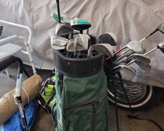 golf clubs and balls