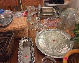 Large collection of serving dishes and vases