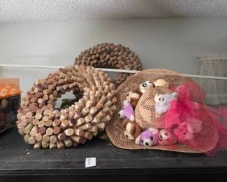Handmade Wine Cork Wreaths, and Boxed Kitchenware